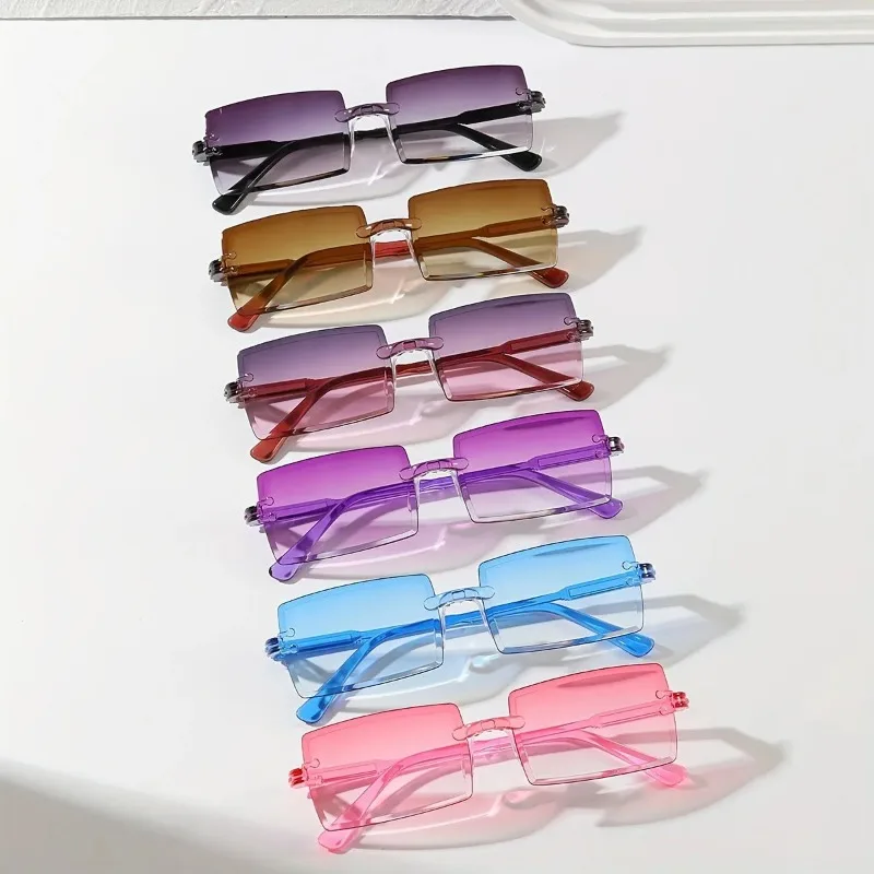 Sunglasses Uv400 - 6 sztuk prostokątnych, modnych okularów przeciwsłonecznych
