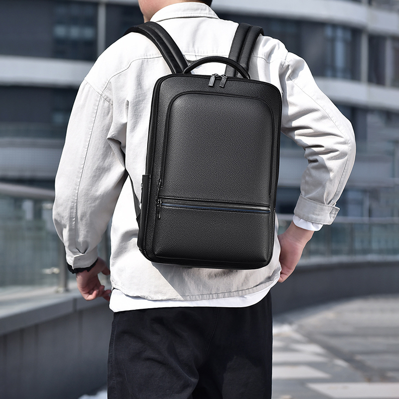 Leather Briefcase - Męski plecak ze skóry PU, ładowany