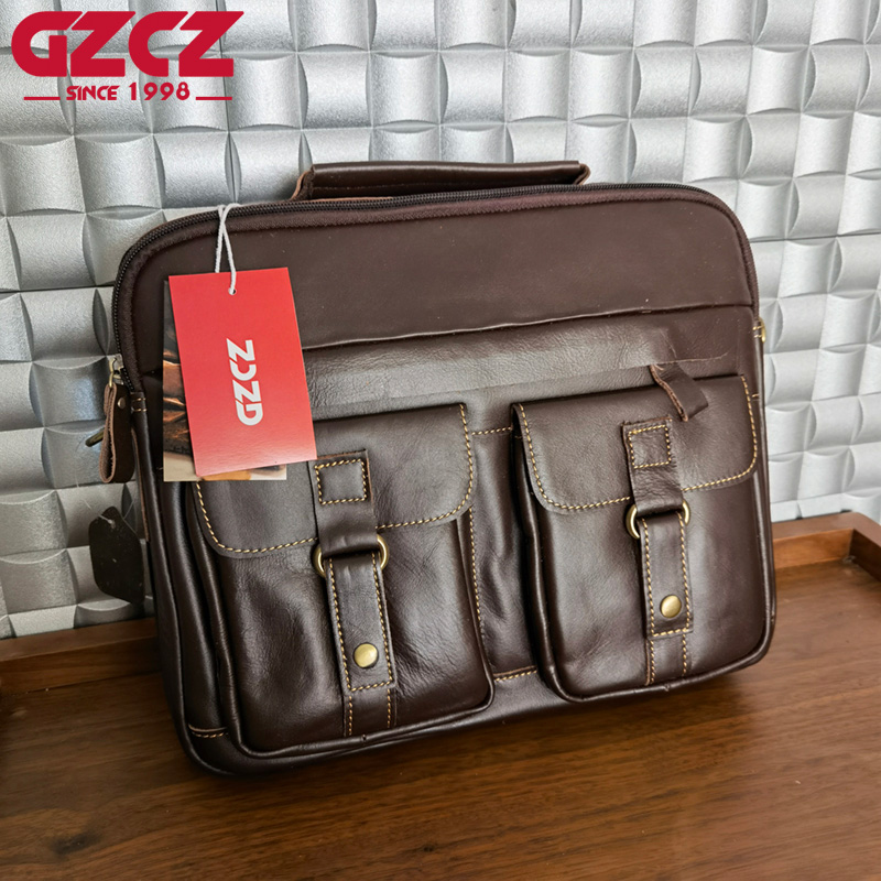 Leather Briefcase - Torba męska GZCZ, torba na laptopa