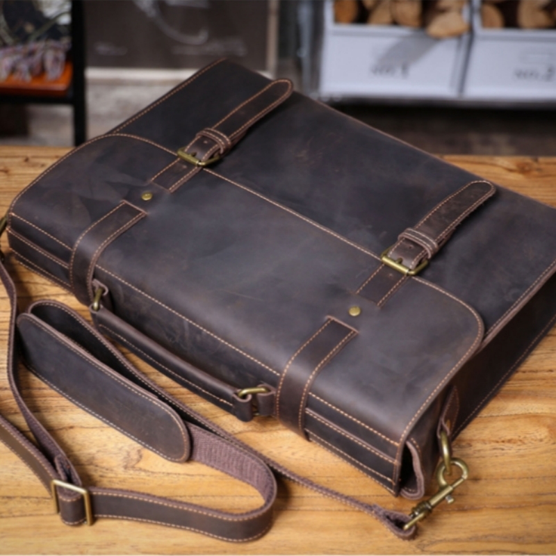 Leather Briefcase - Luksusowa oryginalna torebka męska prawdziwa skórzana