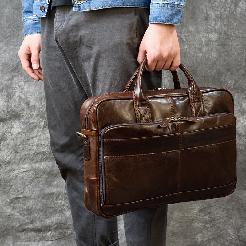 Leather Briefcase - Luksusowa torebka z prawdziwej skóry dla