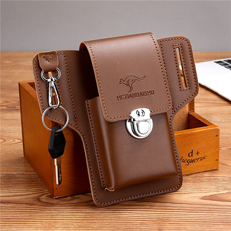 Leather Wallet Men - Torba na pasek na telefon dla