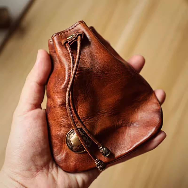 Leather Wallet Men - Portfel w stylu japońskim z prawdziwej