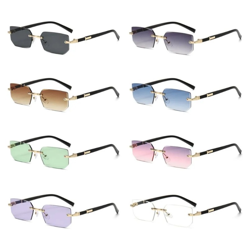 Designer Sunglasses - Bezramkowe prostokątne okulary przeciwsłoneczne unisex, designerskie