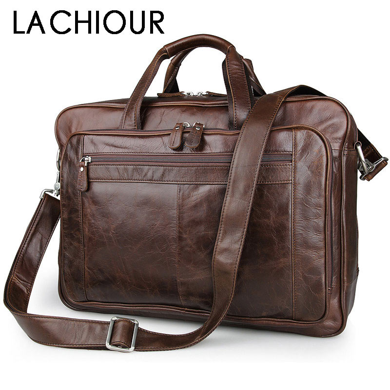 Leather Briefcase - LACHIOUR skórzana torba męska Vintage Totes