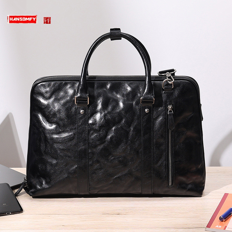 Nowe, oryginalne męskie torby  – Leather Briefcase recenzja i cena