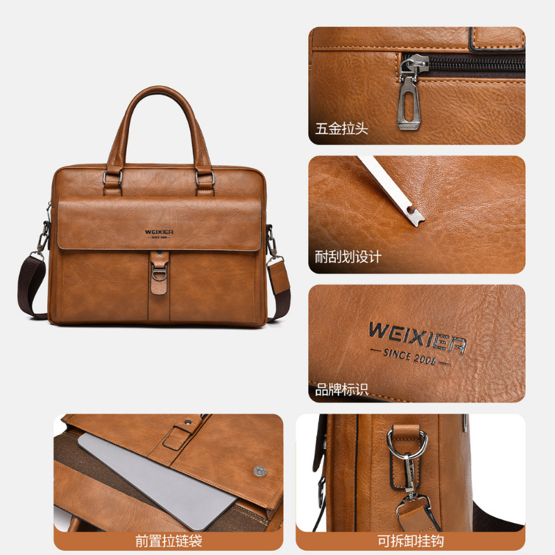 Torba męska vintage z ciemnobr – Leather Briefcase recenzja i cena