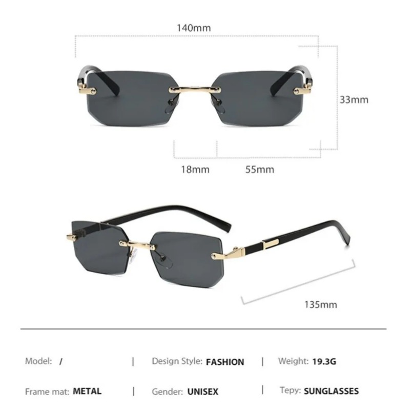 Bezramkowe prostokątne okulary – Designer Sunglasses recenzja i cena