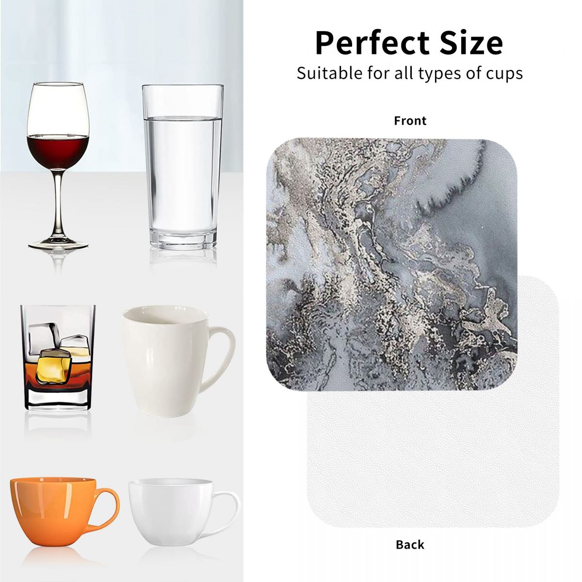 Szare i srebrne podkładki pod  – Marble Coaster Set recenzja i cena
